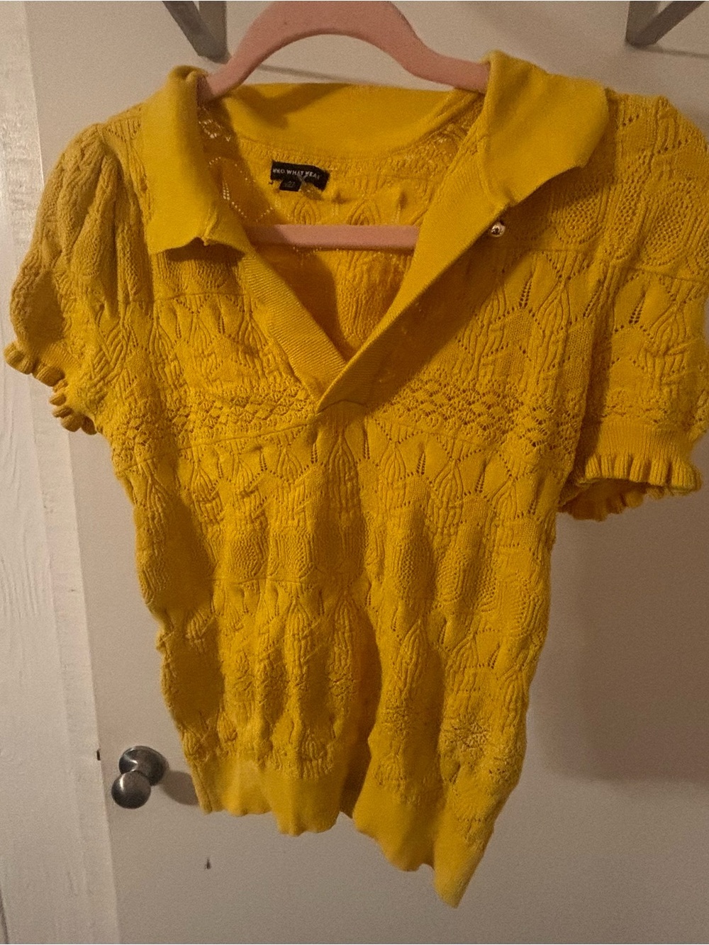 Who What Wear Sunny Yellow Pointelle Polo Knit Top - Kids